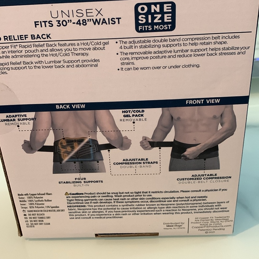 Copper Fit Back Support - Adjustable Back Brace with 3-in-1 Support: - Picture 6 of 7